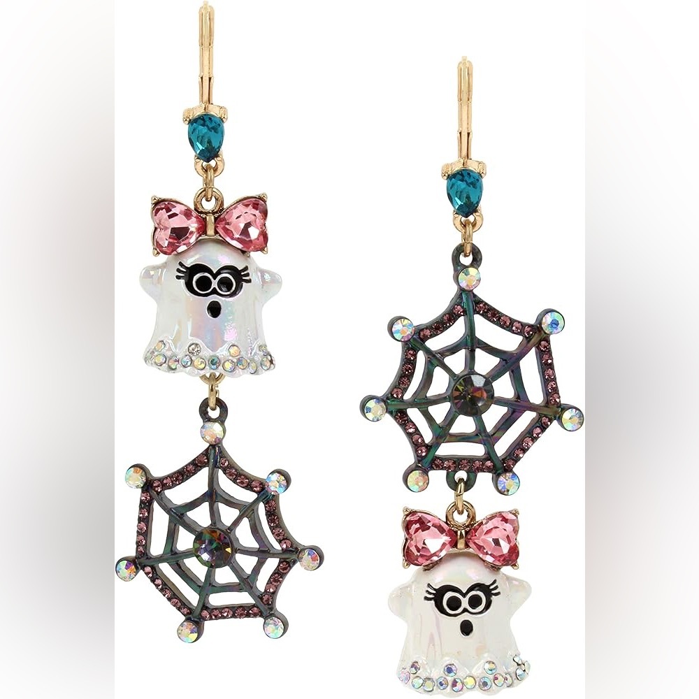 NWT Betsey Johnson Ghost & Spiderweb Earrings